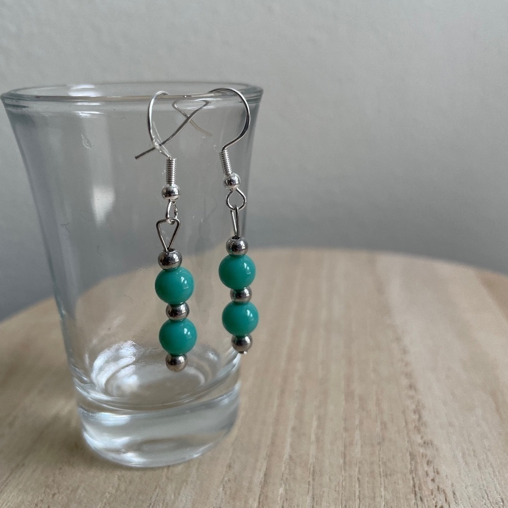 Light‎ Teal Beaded Earrings